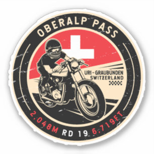 Pegatina Paso Oberalp   Suiza   Motocicleta