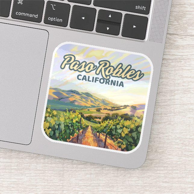 Pegatina Paso Robles California Vineyard Costa Central (Detalle)