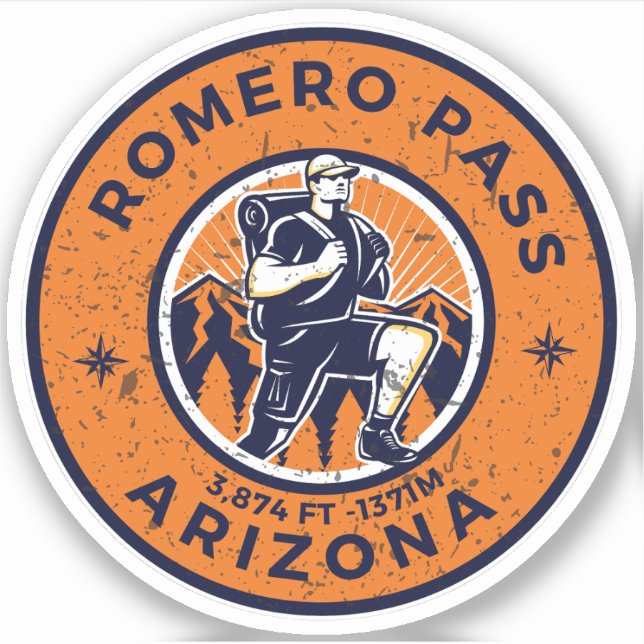 Pegatina paso Romero, Arizona senderismo puertos alpinos (Anverso)