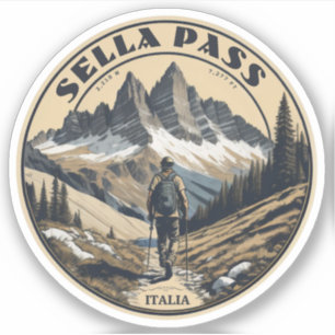Pegatina Paso Sella montaña Tirol del Sur Alpes italianos