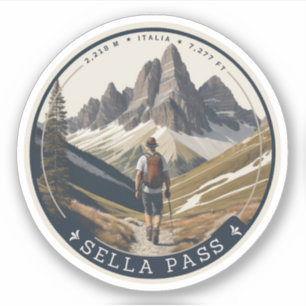 Pegatina Paso Sella montaña Tirol del Sur Alpes italianos