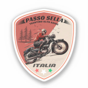 Pegatina paso Sella motocicleta montañas italianas