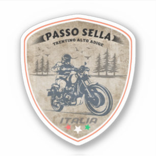Pegatina paso Sella motocicleta montañas italianas