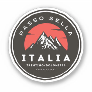 Pegatina paso Sella viaje en moto por las montañas italiana