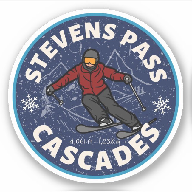 Pegatina Paso Stevens, cascadas que abarcan la pista de esq (Anverso)