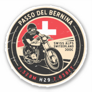 Pegatina Passo del Bernina   Suiza   Motocicleta