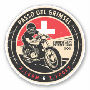Pegatina Passo Del Grimsel   Suiza   Motocicleta