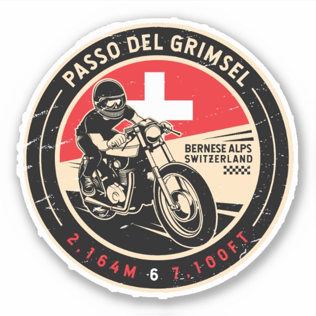 Pegatina Passo Del Grimsel | Suiza | Motocicleta (Anverso)