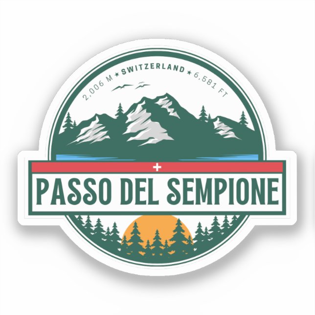 Pegatina Passo del Sempione moto de las montañas italianas (Anverso)