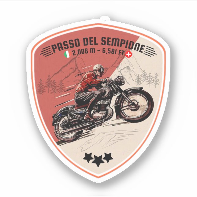 Pegatina Passo del Sempione motor italiano de las montañas  (Anverso)