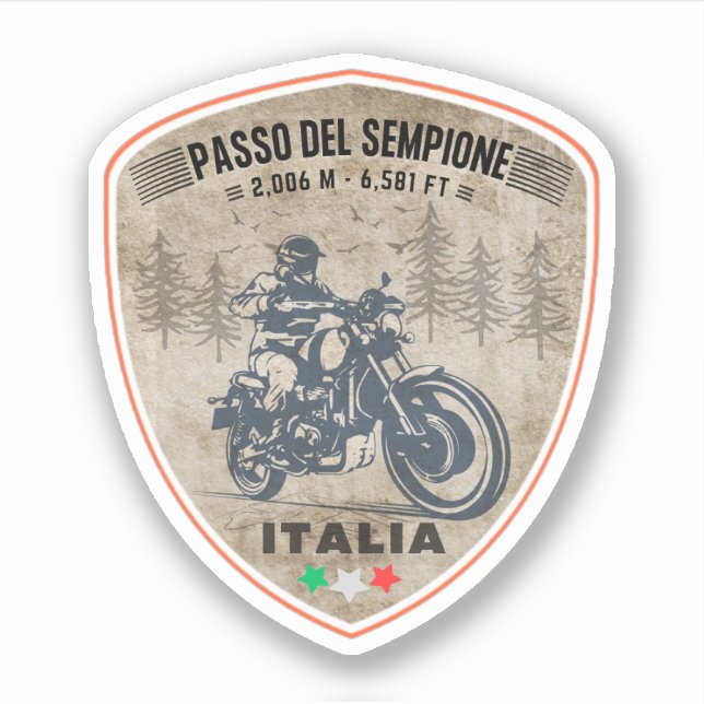 Pegatina Passo del Sempione motor italiano de las montañas  (Anverso)