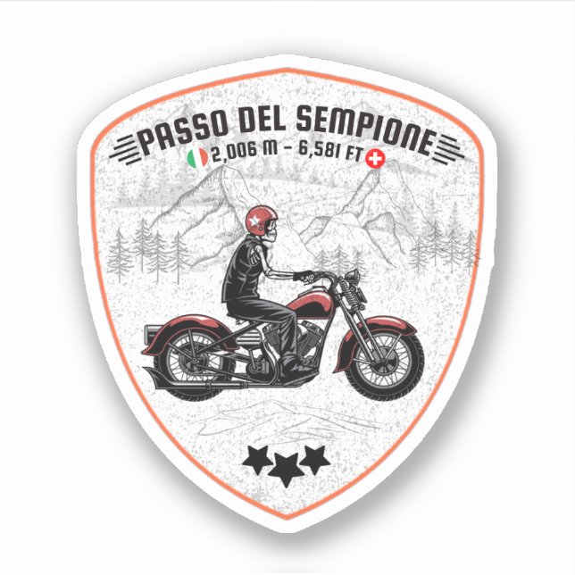 Pegatina Passo del Sempione motor italiano de las montañas  (Anverso)