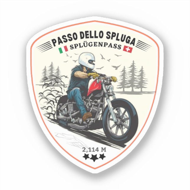 Pegatina Passo dello Spluga montañas suizas italianas moto (Anverso)