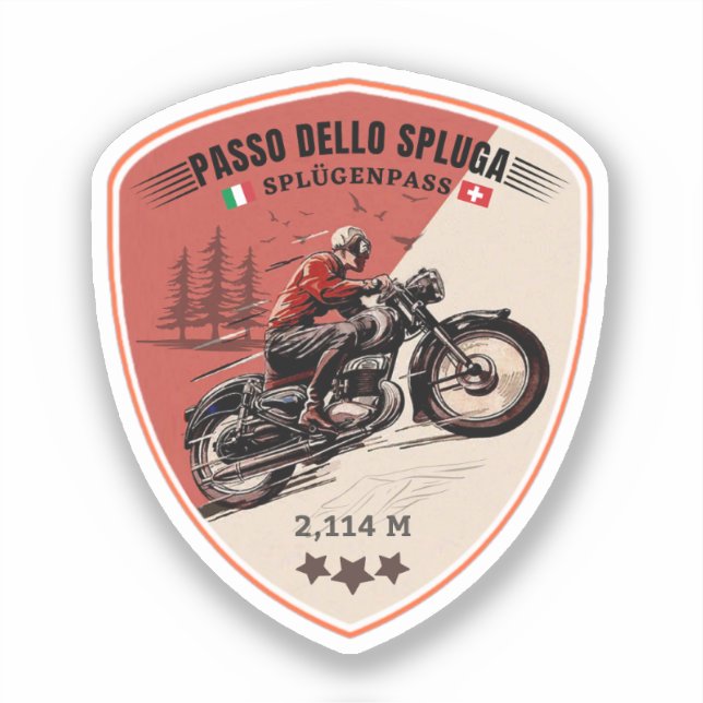 Pegatina Passo dello Spluga moto italiano de las montañas s (Anverso)