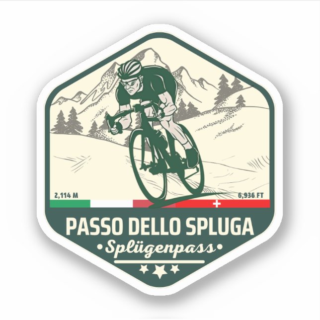 Pegatina Passo dello Spluga moto italiano de las montañas s (Anverso)