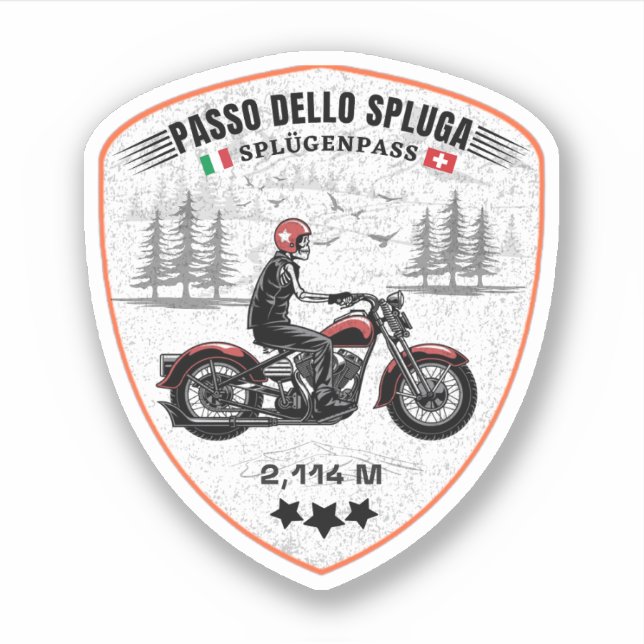 Pegatina Passo dello Spluga moto italiano de las montañas s (Anverso)