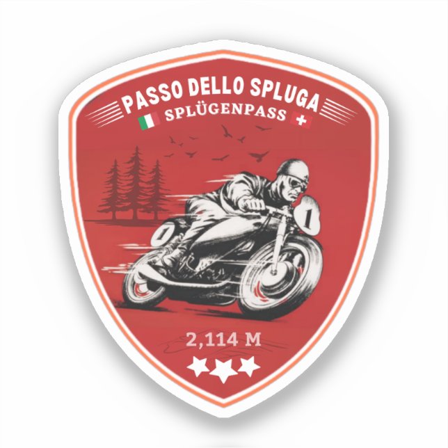 Pegatina Passo dello Spluga moto italiano de las montañas s (Anverso)