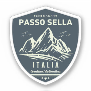 Pegatina passo Sella viaje en moto a las montañas italianas