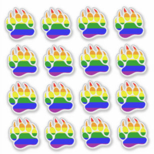 Pegatina Pasta de oso con bandera arcoiris