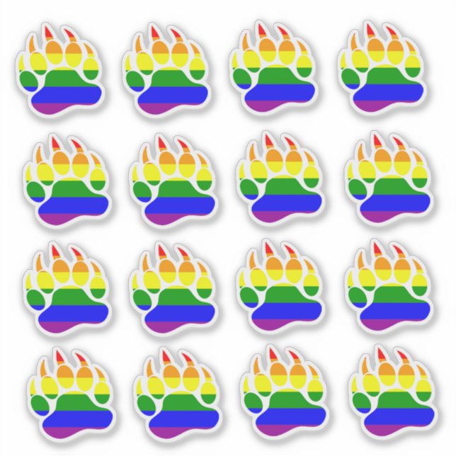 Pegatina Pasta de oso con bandera arcoiris (Anverso)