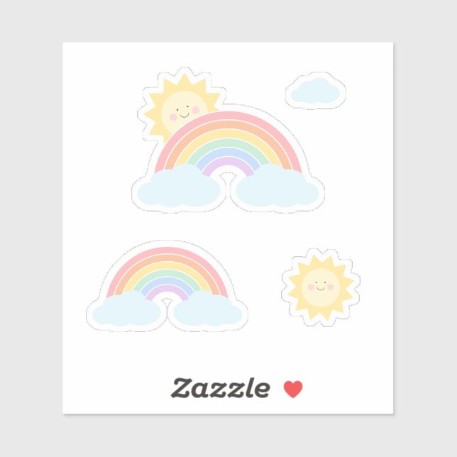 Pegatina Pastel Arcoiris Sunshine Personalizado-Pegatina de (Hoja)