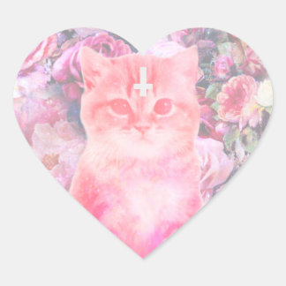 Pegatina Pastel Cat con forma de corazón