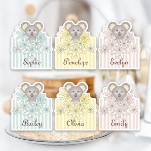 Pegatina Pastel Cute Koala Animal Kids Nombre Partido Favor