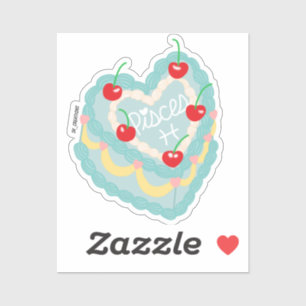 Pegatina Pastel de corazón de Pisces