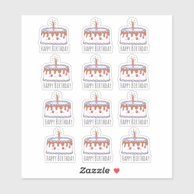 Pegatina Pastel de cumpleaños (Hoja)