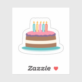Pegatina Pastel de cumpleaños con velas | Día de pastel col