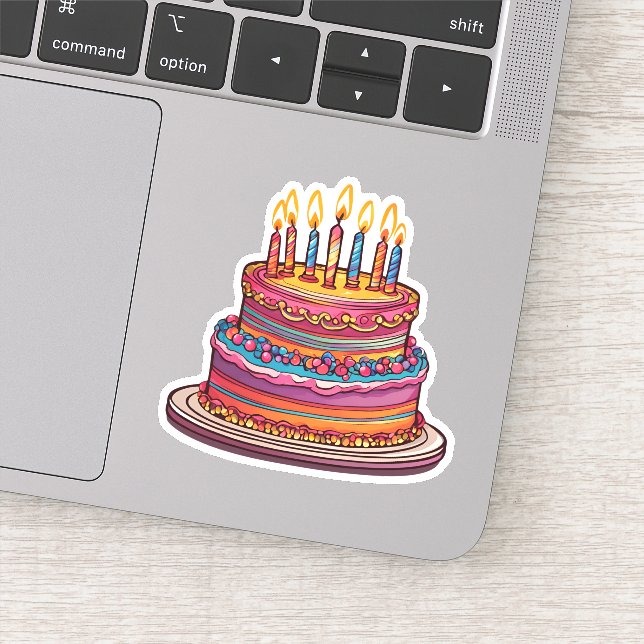 Pegatina Pastel de cumpleaños con velas impermeables (Detalle)