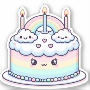 Pegatina pastel de cumpleaños de nube