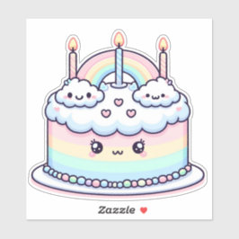 Pegatina pastel de cumpleaños de nube