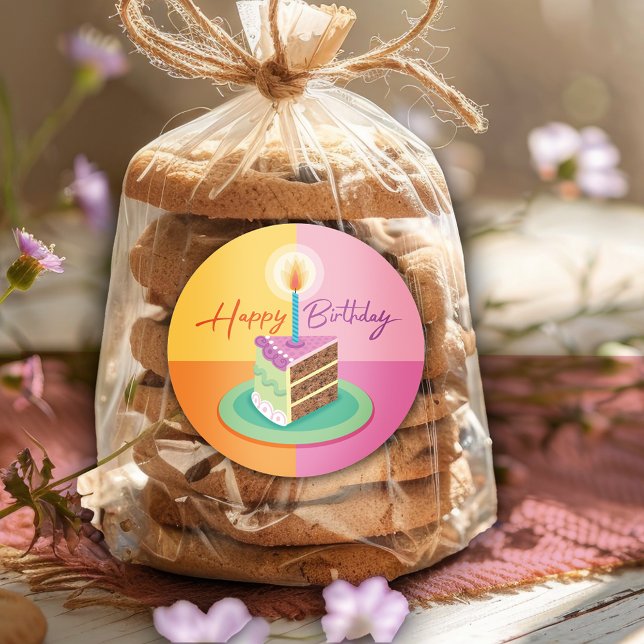 Pegatina Pastel de Cumpleaños Rosa (Subido por el creador)