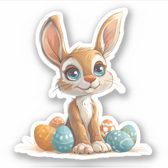 Pegatina Pastel de ojos azules con huevos de Pascua (Anverso)