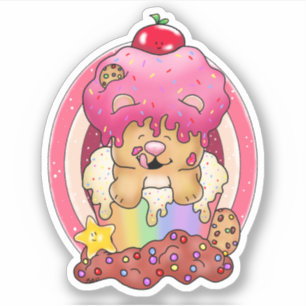 Pegatina Pastel de oso escarchado de color  