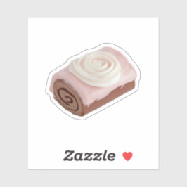 Pegatina Pastel de rollo de chocolate con escarcha rosa