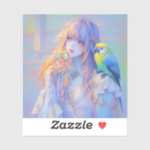 Pegatina Pastel Dreamy Mascota Parrot Pirate Anime Chica