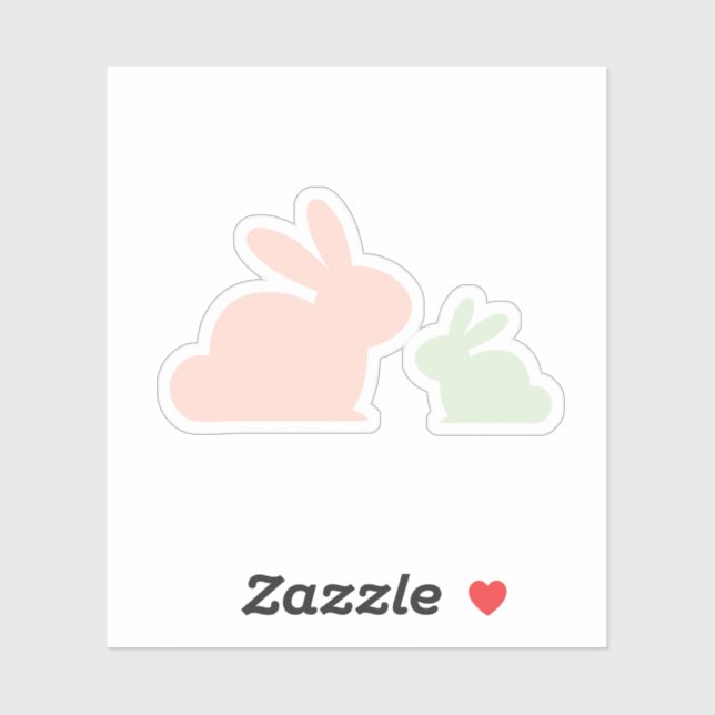 Pegatina Pastel Mom & Babie Rabbit Para Pascua (Hoja)