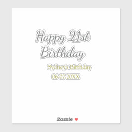 Pegatina Pastel orange gray happy 21st birthday name date