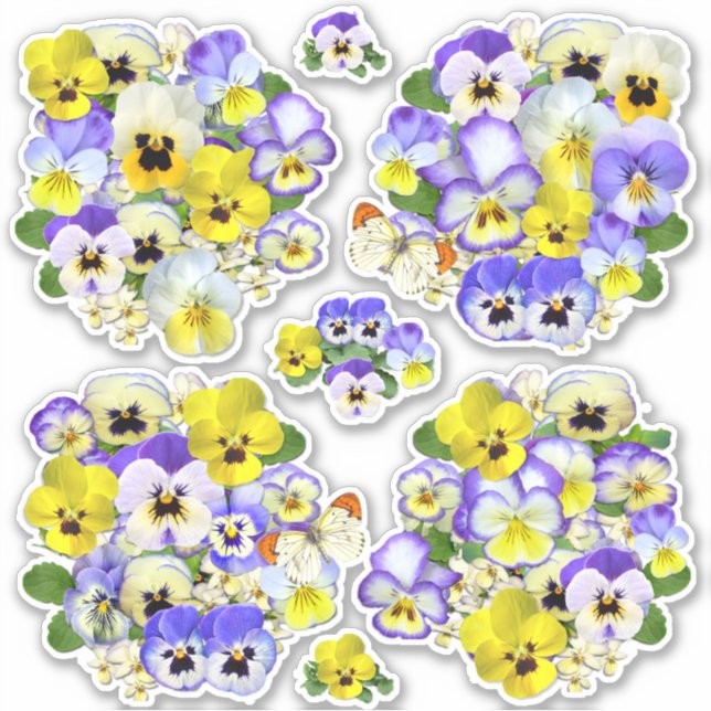 Pegatina Pastel Pansies Contour (Anverso)