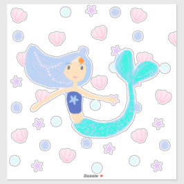 Pegatina Pastel Periwinkle Mermaid Princess Seashells Pearl