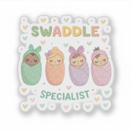 Pegatina Pastel Swaddled Babies Cute Nursery Art