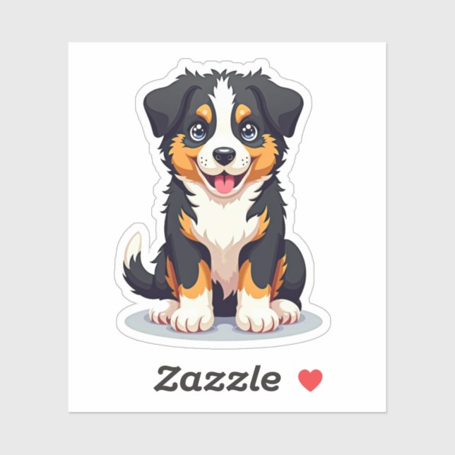 Pegatina Pastor Australiano Cuidadosamente, Triste 3D, Pequ (Hoja)