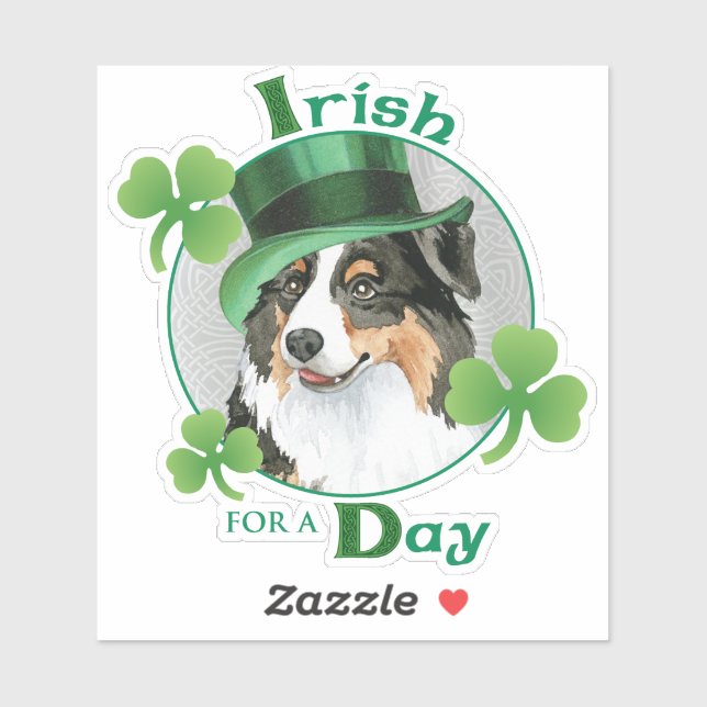 Pegatina Pastor Australiano del Día de San Patricio (Hoja)