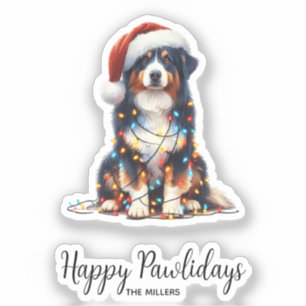 Pegatina Pastor australiano envuelto en luz de Navidades