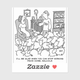 Pegatina Pastor trabajando desde casa con su oveja