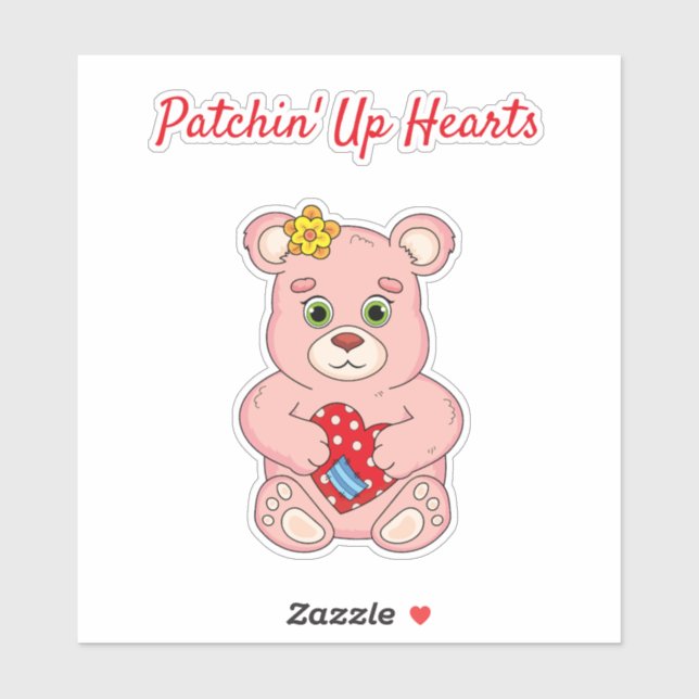 Pegatina Patchin' Up Hearts Bear (Hoja)