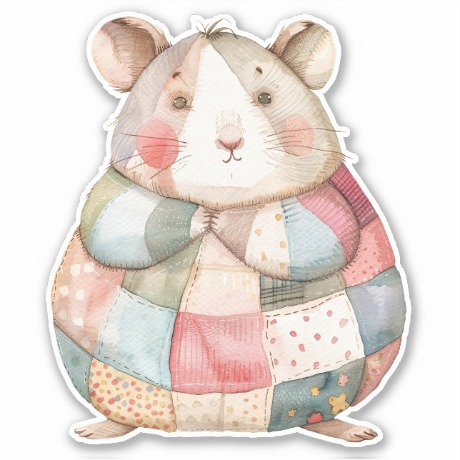 Pegatina Patchwork Hamster (Anverso)