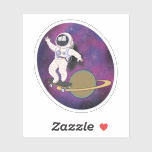 Pegatina Patinaje astronauta en el espacio